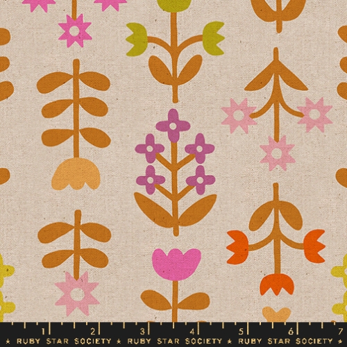 Baumwolle Patchwork - Ruby Star Society - Favorite Flowers -  Meadow Natural - Canvas Leinen